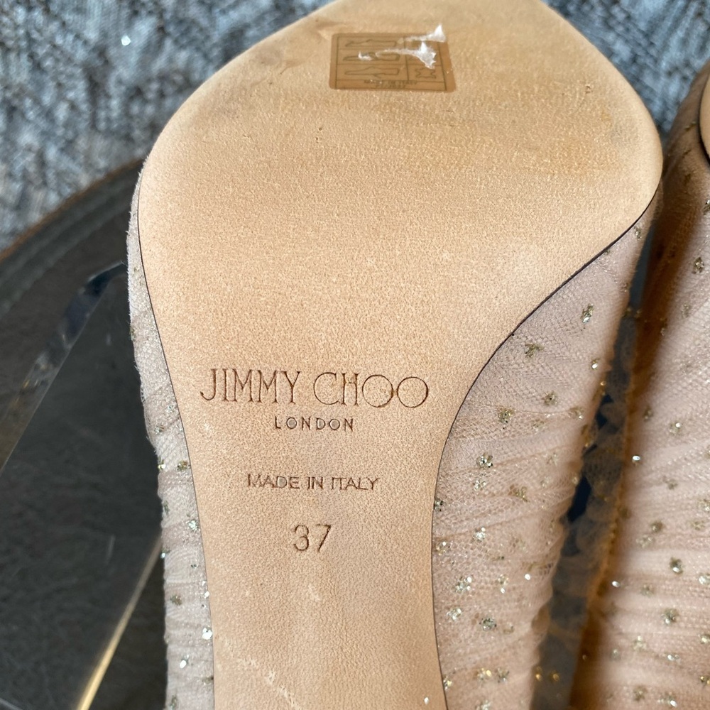 Jimmy Choo Lavish 100 Heels New 37 glitter tulle - Picture 11 of 14